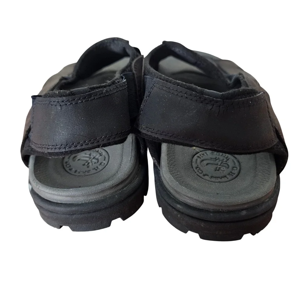 GH Bass Ithaca Mens‎ Leather Sandals Black Brown Fisherman Slingback Size 12M